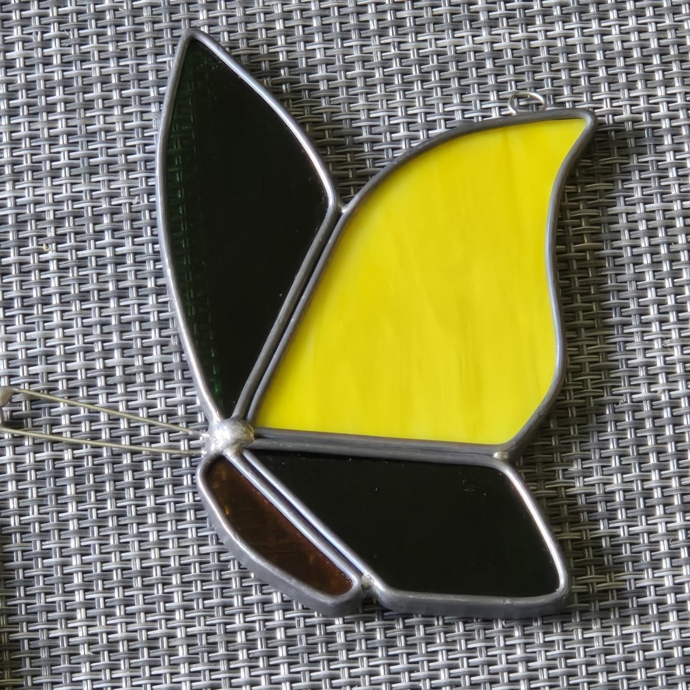 Suncatchers Stained Glass Butterfly Flower Set Vtg - Picture 3 of 11